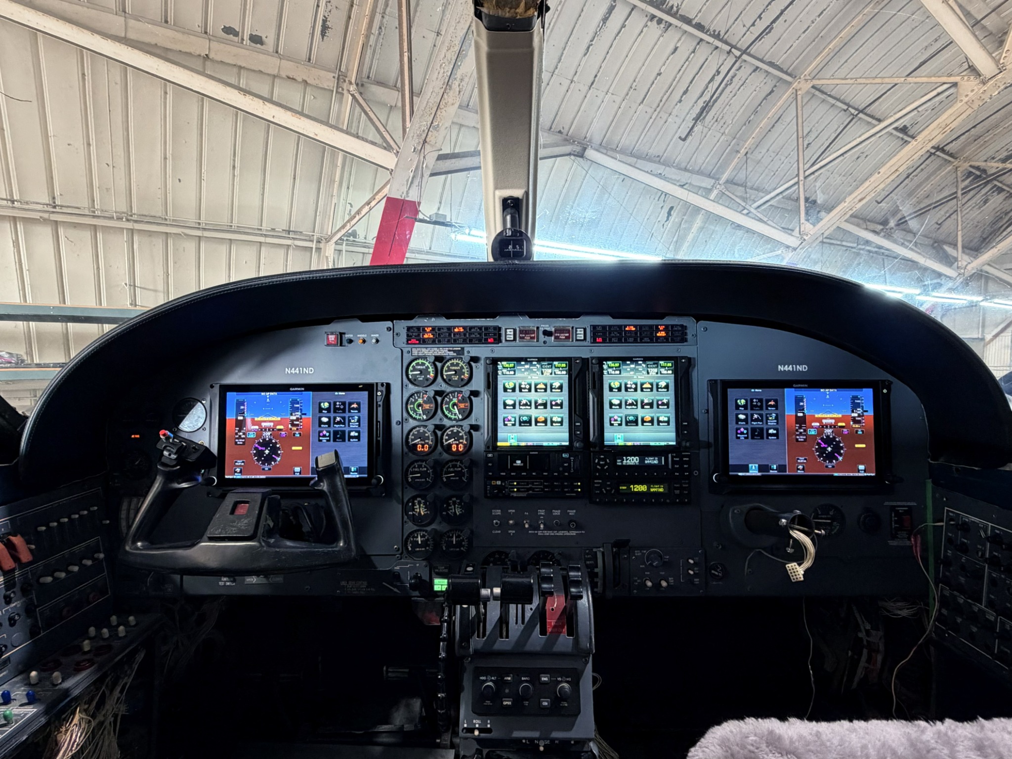 Modern avionics panel in an aircraft cockpit